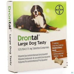Drontal Large Dog Tasty 525/504/175mg Comprimés 1x2